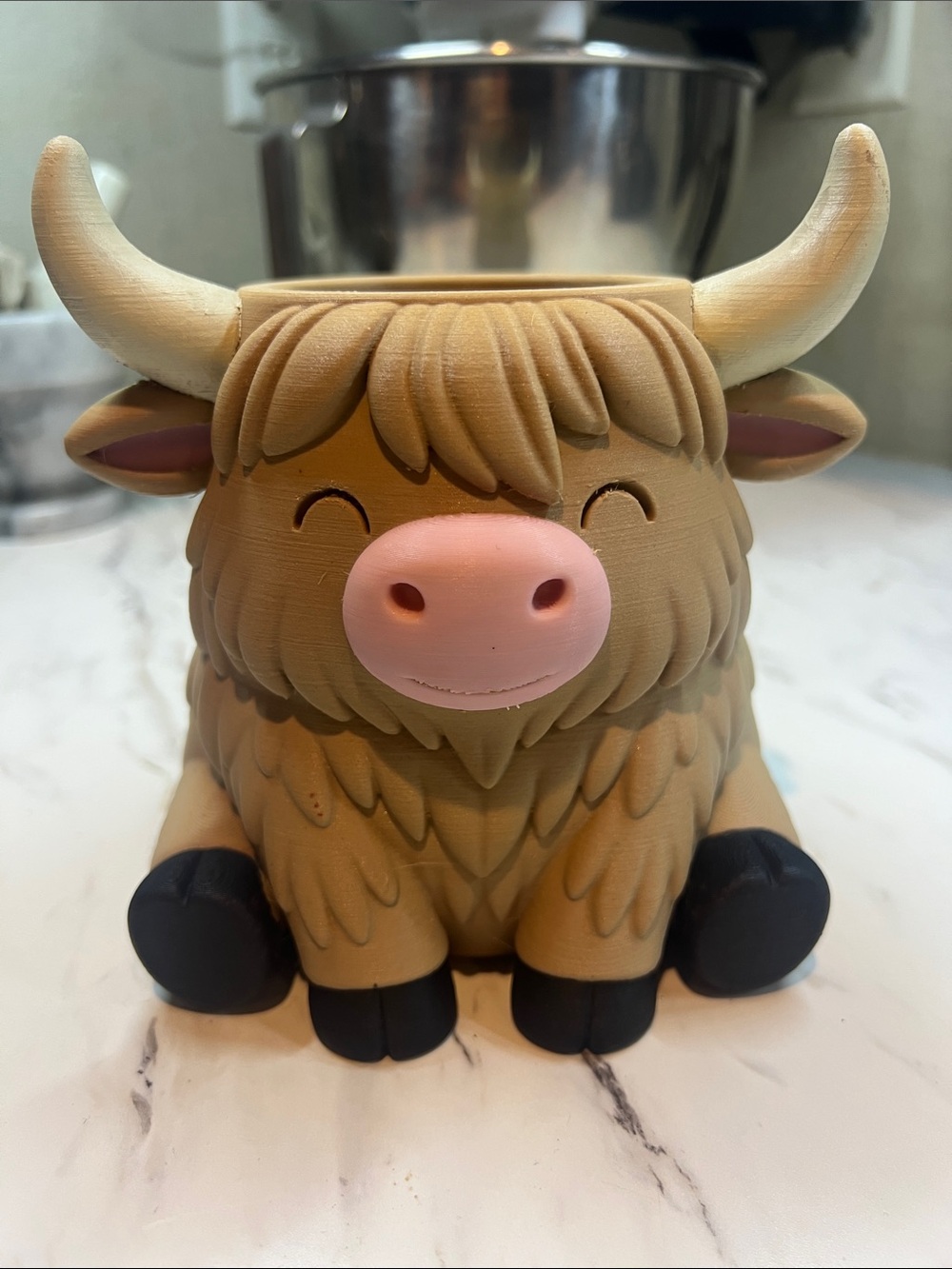 Handcrafted Brown Highland Cow Mug - Cute Animal Ceramic Cup